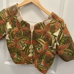 Floral Embroidered Cropped Jacket